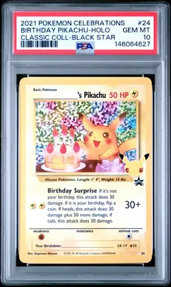 2021 POKEMON CELEBRATIONS CLASSIC COLL #24 BIRTHDAY PIKACHU-HOLO PSA 10 - Image 1