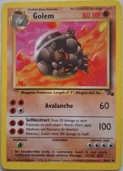 Golem 36/62 Fossil Pokemon TCG 1999 LP - Image 1