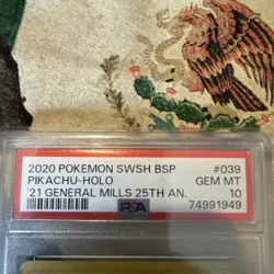 2021 Pokemon 25th Anniversary General Mills Promo SWSH039 Pikachu PSA 10 3135 - Image 3