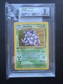 Nidoking HOLO 1. Edition 1st Basis Set Base BGS 9 wie PSA 1999 Pokemon 11/102 - Image 1