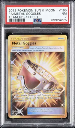 2019 POKEMON SUN & MOON TEAM UP SECRET #195 FULL ART/METAL GOGGLES PSA 7 - Image 1