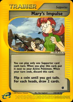 MARY'S IMPULSE 142/165 UNCOMMON EXPEDITION BASE SET POKEMON HP - Image 1