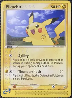 Pikachu 43/95 Team Magma vs Team Aqua Regular *DAMAGED* Pokemon Card - Image 1