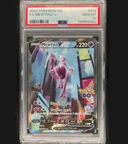 2022 Pokemon SWSH Pokemon GO Mewtwo V #072/078 PSA 10 - Image 1