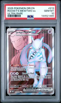 Team Rocket's Mewtwo EX 213/182 Ultra Rare Dri En-destined Rivals Pokemon PSA 10 - Image 1