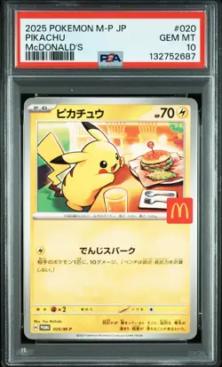 2025 POKEMON JAPANESE M-P PROMO MCDONALD'S #020 PIKACHU PSA 10 - Image 1