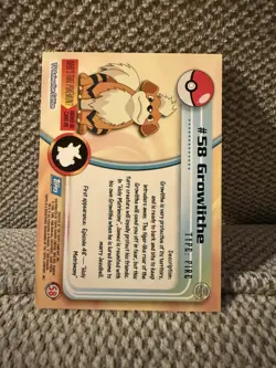 1999 Topps Pokemon #58 Growlithe TV Animation Edition Blue Logo - Image 2