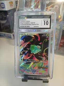 Pokemon TCG Bulbasaur 133/132 ME01 Mega Evolution Stamped Promo CGC 10 - Image 1