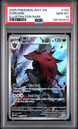 2025 POKEMON WHT EN-WHITE FLARE ILLUSTRATION RARE #143 ZOROARK PSA 10 - Image 1