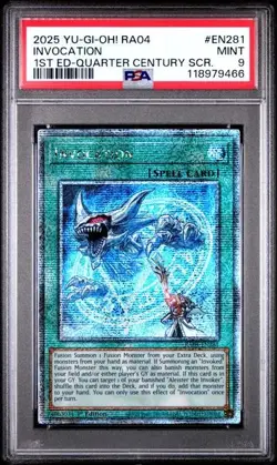 Invocation *PSA 9* RA04-EN281 *Quarter Century Secret Rare* Yugioh - Image 1