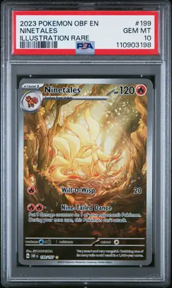 2023 POKEMON OBF EN-OBSIDIAN FLAMES ILLUSTRATION RARE #199 NINETALES PSA 10 - Image 1