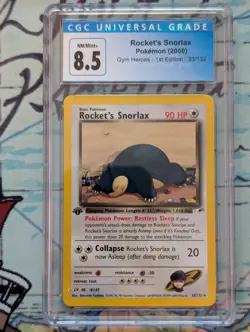 Rocket’s Snorlax #33 1st Edition Gym Heroes 2000 Pokemon CGC 8.5 ✨💤 - Image 1