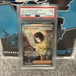 2023 POKEMON MEW EN-151 SPECIAL ILLUSTRATION RARE #203 ERIKA'S INVITATION PSA 7 - Image 1