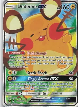 Pokemon TCG Dedenne GX Alternate Art Promo Holo Card 195a/214 - Image 1