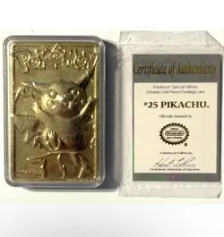 1999 Pokemon 23K Gold Plated Pikachu Card #25 w/ COA Nintendo Burger King - Image 1