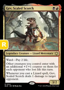 MTG Gev Scaled Scorch Bloomburrow Rare Legendary Creature Lizard Mercenary NM - Image 1