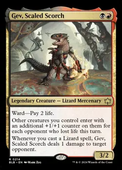 MTG Gev Scaled Scorch Bloomburrow Rare Legendary Creature Lizard Mercenary NM - Image 2
