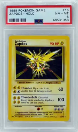 Pokemon Base Set Zapdos Holo 16/102 PSA 8 NM/Mint - Image 3
