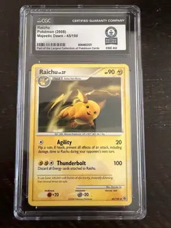 Pokemon TCG Raichu Majestic Dawn 45/100 Stage 1 HP 90 CGC World Record English - Image 1