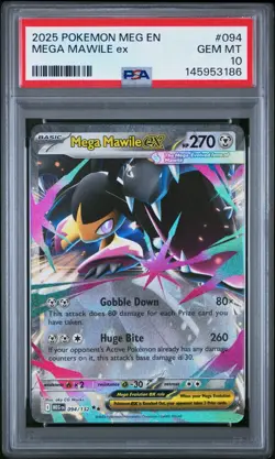 2025 POKEMON MEG EN-MEGA EVOLUTION #094 MEGA MAWILE EX PSA 10 GEM MINT FREE S&H - Image 1