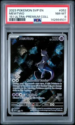 2023 POKEMON SVP EN-SV BLACK STAR PROMO 151 ULTRA-PREM COLL #052 MEWTWO PSA 8 - Image 1