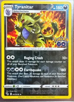 Pokemon Go TYRANITAR 43/78 Reverse Holo NM - Image 1