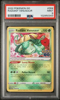Pokemon GO 2022 RADIANT VENUSAUR #004 PSA 9 Mint - Image 1