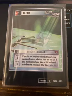 Star Trek CCG 1E Blaze of Glory BORG CUTTING BEAM FOIL Card NEVER PLAYED - Image 1