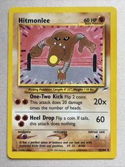 Pokemon Card - Hitmonlee - Unlimited - Uncommon (42/105) Neo Destiny *LP* - Image 1