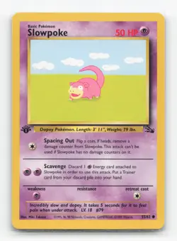 Pokemon TCG - Slowpoke 55/62 Moderately Played Common Fossil 1st Edition - Image 1