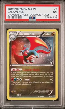 Pokemon Salamence PSA 7 8/20 B&W Dragon Vault Cosmos Holo - Image 1