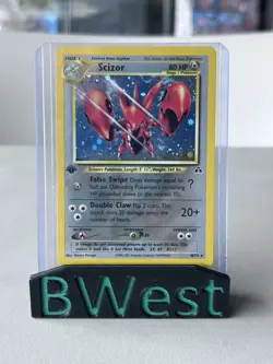 💫 Swirl Scizor 1st Edition NM LP Neo Discovery Holo Rare 10 Pokemon - Image 1