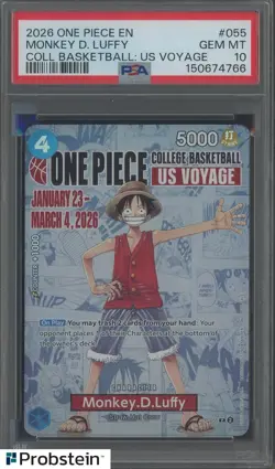 2026 One Piece EN College Basketball US Voyage Promo #055 Monkey D Luffy PSA 10 - Image 1