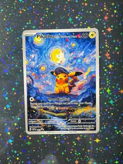 Pikachu with The Starry Night Van Gogh Pokemon Cards - Image 1