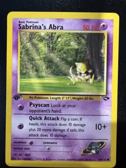 Sabrina's Abra 94/132 Gym Challenge Regular First Edition Wotc Pokemon Card LP - Image 1
