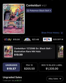 Conkeldurr Full Art, Pokemon Near Mint, Black Bolt, Illustration Rare, 127/86 - Image 5