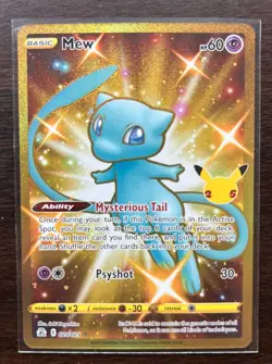 Pokemon Mew 025/025 Celebrations Classic Collection Secret Rare Full Art Holo - Image 3