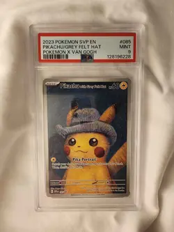 2023 Pokemon Scarlet Violet Black Star Promo Pikachu Grey Hat Van Gogh PSA 9 - Image 1