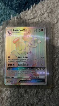 Lucario GX 135/131 SM-Forbidden Light Secret Rare Full Art Holo Pokemon Card - Image 1