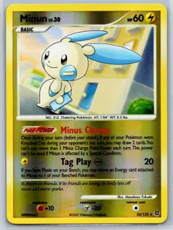 Minun - Reverse Holo - Secret Wonders 32/132 Rare Pokemon Card NM - Image 1
