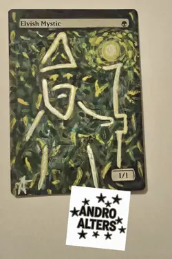 Elvish Mystic Mana Dork Altered Art Hand Painted MTG Magic the Gathering Green - Image 1