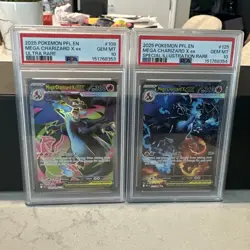 2025 Pokemon PFL Mega Charizard X ex SIR #125/094 & 109 Hyper Rare PSA 10 Seq - Image 1