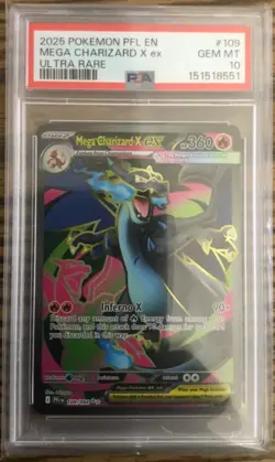 2025 Pokemon Phantasmal Flames Mega Charizard X ex Ultra Rare #109/094 PSA 10 - Image 1