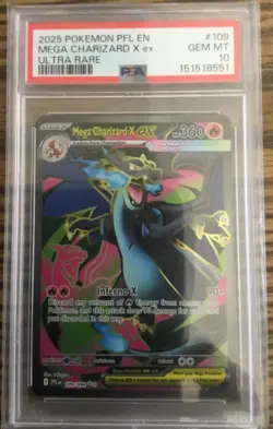 2025 Pokemon Phantasmal Flames Mega Charizard X ex Ultra Rare #109/094 PSA 10 - Image 3