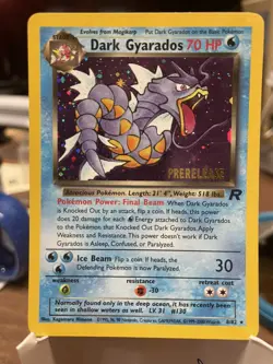Pokemon TCG Dark Gyarados Holo Rare 8/82 Prerelease Holo 2000 Promo Unused - Image 1