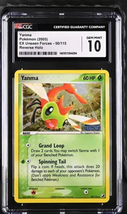 2005 Pokemon Yanma Reverse Holo 50/115 Ex Unseen Forces CGC 10 GEM MINT - Image 1