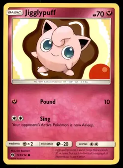 Jigglypuff 133/214 Common Lost Thunder Pokemon Lightly Played - Image 1