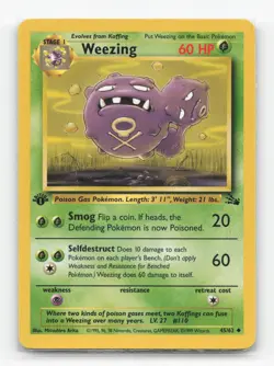 Pokemon TCG - Weezing 45/62 Lightly Played Uncommon Fossil 1st Edition - Image 1