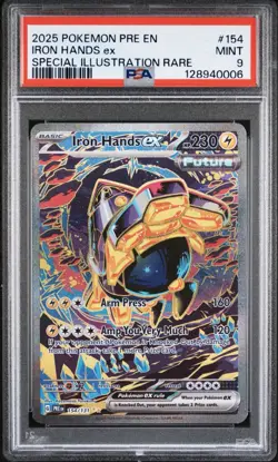 2025 POKEMON PRISMATIC EVOLUTIONS SPECIAL ILLUSTRATION RARE IRON HANDS EX PSA 9 - Image 1