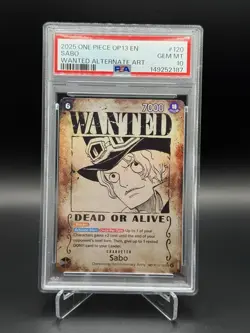 2025 One Piece Sabo Wanted Poster SP Alt Art OP13-120 PSA 10 Gem Mint English - Image 1
